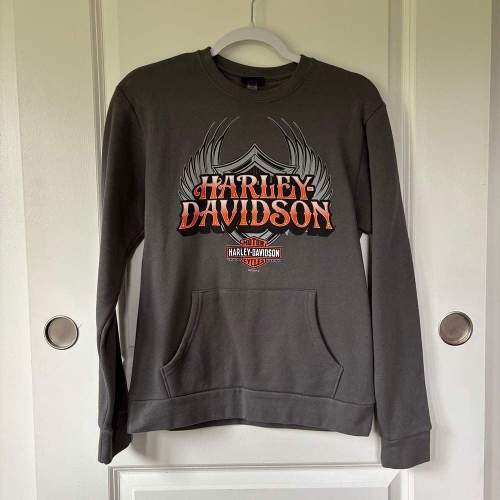 Harley-Davidson Gray Sweatshirt with Orange Logo